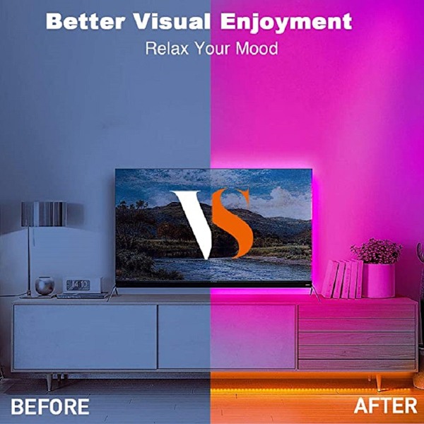 LED-slinga för rumsinredning, RGB färgskiftande USB-driven drömfärg individuellt adresserbar LED-slinga för TV, dator, under