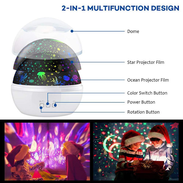 LED stjernehimmelprojektor, nattlys