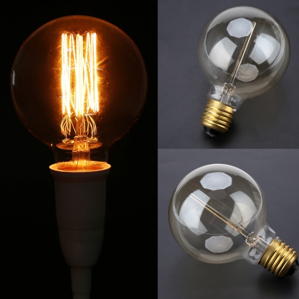 E27 Vintage Ljuslampa Glödlampa Belysning Dekoration för Kaffehus 40W 220V G80 Rak Tråd