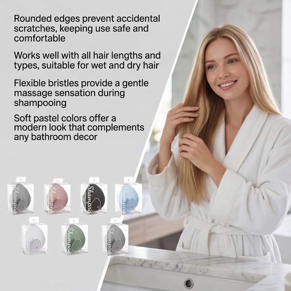 Bladformet hovedbundsrensende shampoo-kam, pink