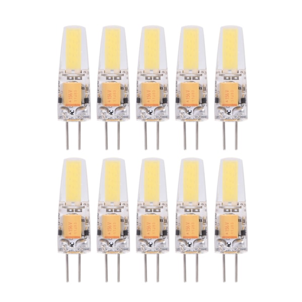 10Pcs AC/DC12-24V G4 COB LED Light Bulbs NOn Dimmable Silicone Lamp Fixtures (Warm White)