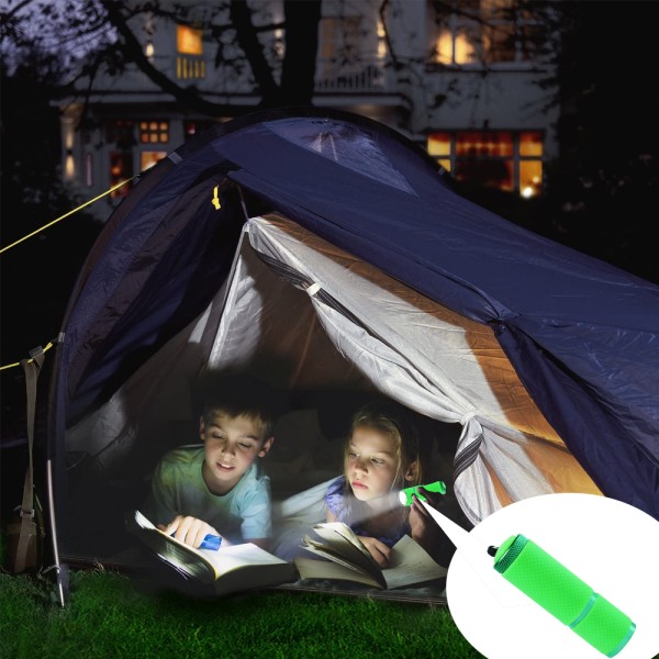 Små ficklampor med remmar, bärbara behändiga lampor för camping green