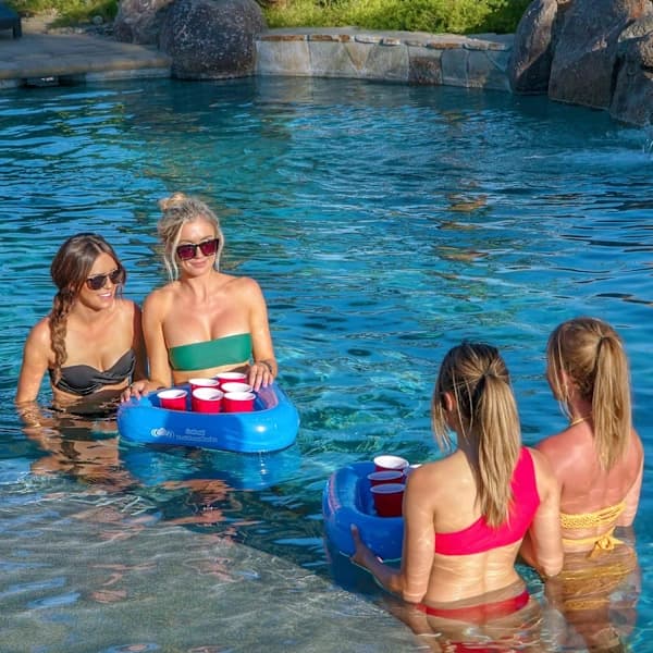 Pool Pong Rack Flydende Beer Pong Sæt, Inkluderer 2 Flåder og 3 Pong Bolde
