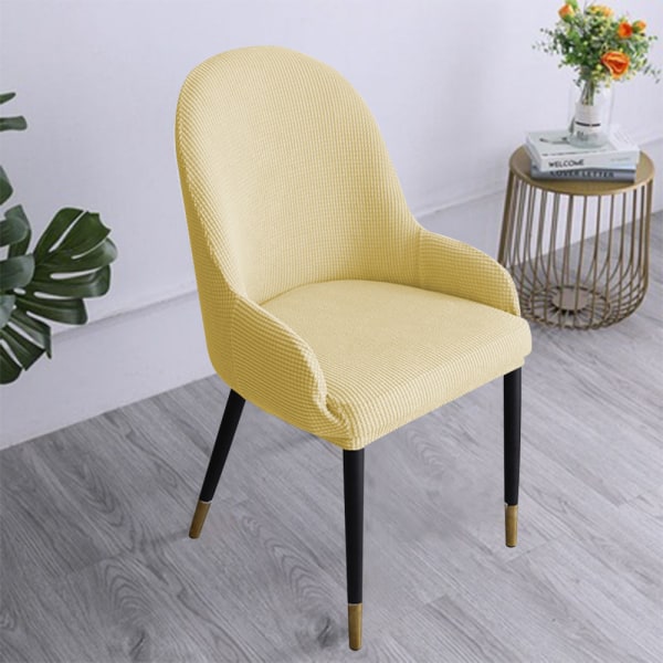 Velvet Tufted Wingback Chair Slipcovers, återanvändbar tvättbar (gul, set med 1) Beige