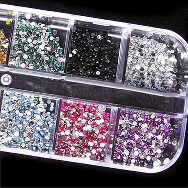 12 st strass i ask - 2mm - Nageldekor i flerfärg