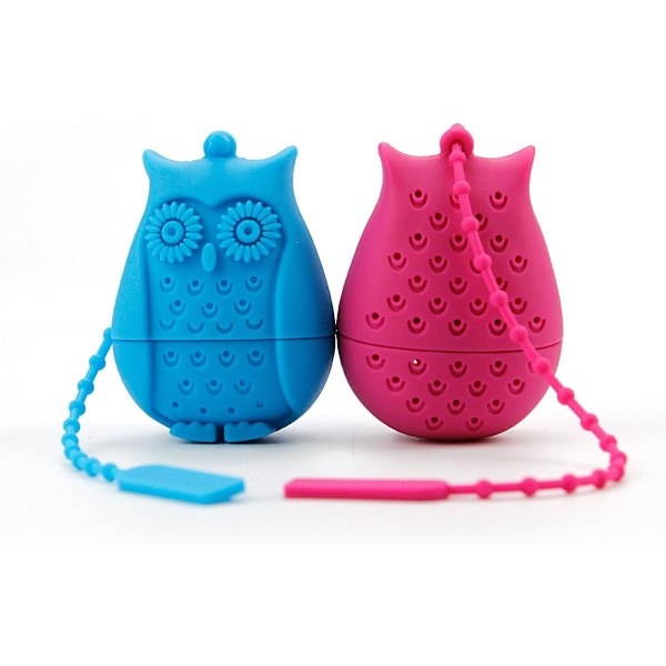 Återanvändbara tepåsar, värmebeständig livsmedelsgodkänd silikon kreativ tecknad uggla design löste teinfuser för teälskare present
