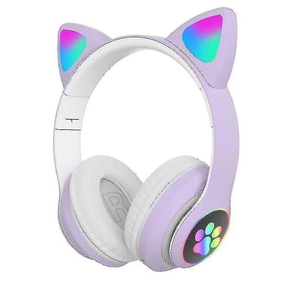 Sort trådløst Bluetooth-headset med katteører og LED-lys