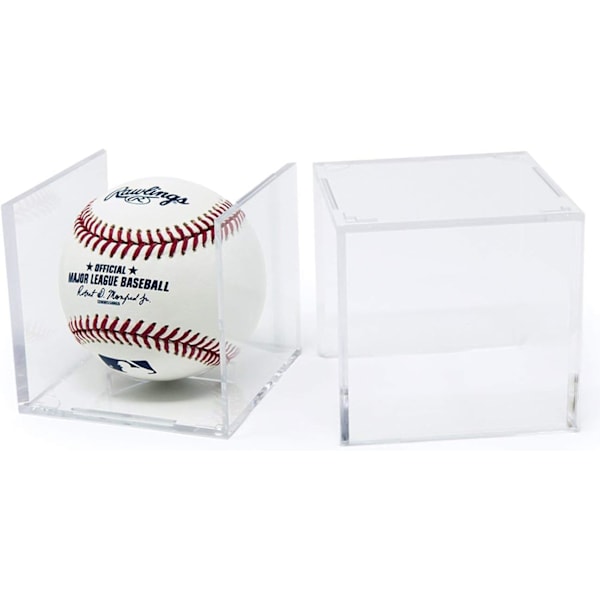 Baseboll Displayfodral, Autografdisplay med enkel tvådelad montering, UV-skyddad akryl kubdesign, handgjord memorabilia display,