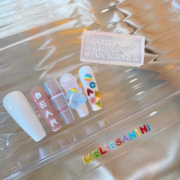 1 stk 3D bogstaver neglekunst form figur DIY Des