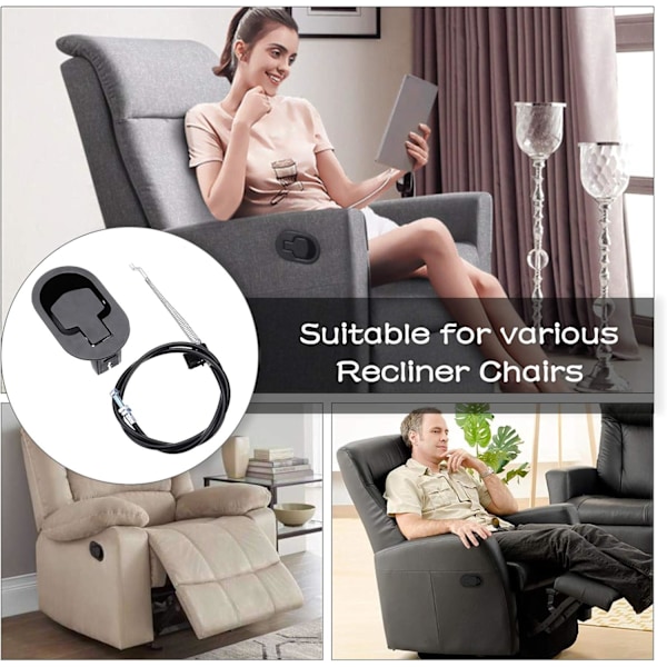 Ersättningsset, Recliner-vajer med fjäder till vajerände, Enkel installation Zinklegering Metall Recliner Ersättningsdelar för Ashley och de flesta