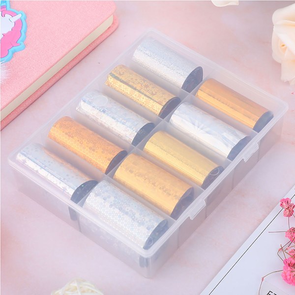 10 Rullar   Ask Nagelkonst Överföringsdekaler MiX Färg Folie Stjärnhimmel Glitter Nagelomslag TZ06