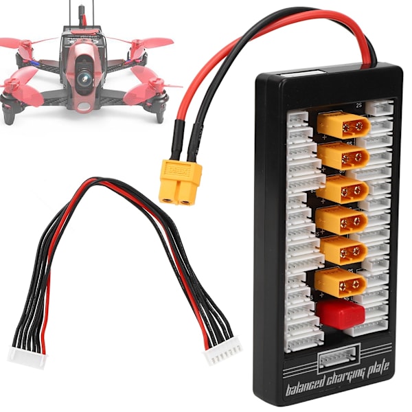 2S-6S XT60-liitin rinnakkaislaturilevy RC-akkulaturilevy Para-levyMusta