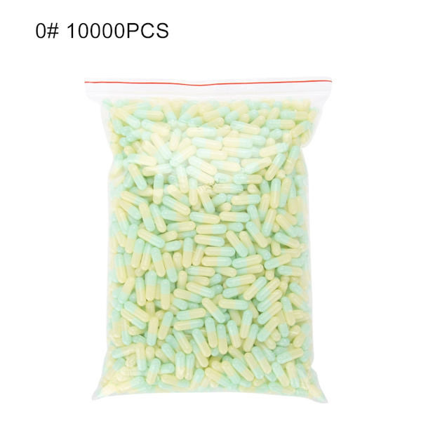 10 000 tomme gelatin-kapsler for urter, næringstilskudd/mattilskudd, størrelse 0#
