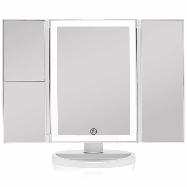 Bakgrundsbelyst sminkspegel, LED-spegel med smart touch-kontroll trådlös uppladdningsbar, för högupplöst kosmetisk användning (Arctic White)