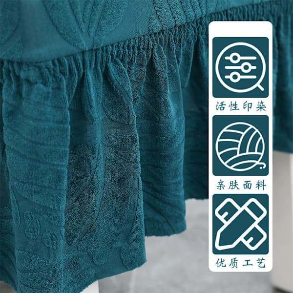 Elastiskt stolsöverdrag med kjol Lucky Leaf Short Skirt - Blå Sten Normal M [45-55cm]
