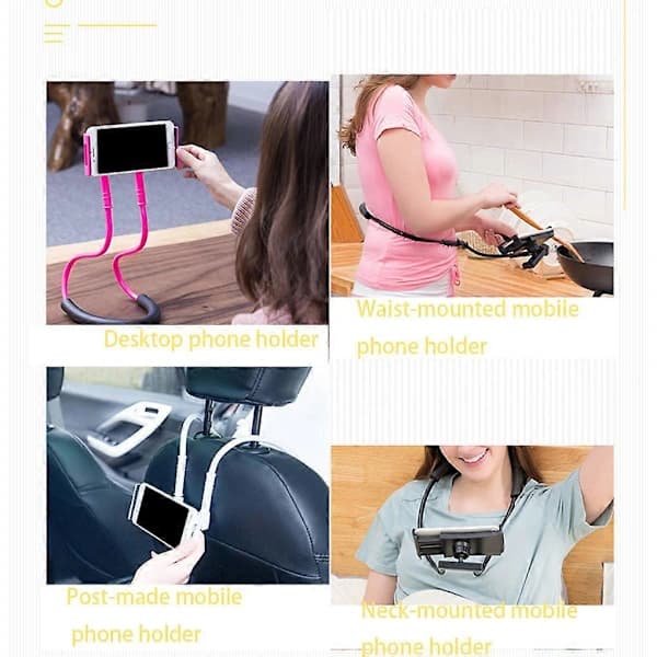 Fleksibel hængende telefonholder til skrivebord, seng, sofa, bilmontering, selfie, blå
