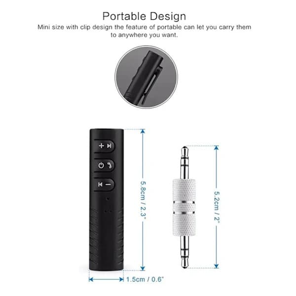 Trådløs Bluetooth 5.0 mottakeradapter 3,5 mm jack for bilmusikk