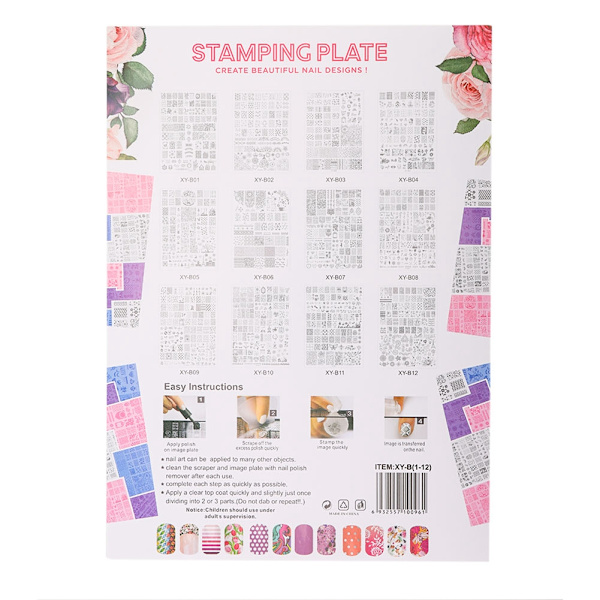 Neglekunst Skabelon Stencil Manicure Stempling Polish Billede Plastik Trykplade XY b03