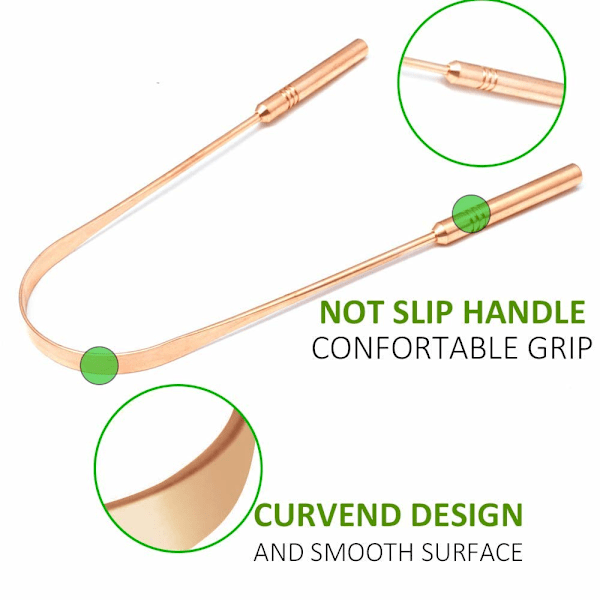 Bärbar Munhälsa Lösning, Tungskrapa i Koppar för Renare Tunga, Ergonomiskt Designat Kirurgiskt Rostfritt Stål, Bättre Andedräkt För