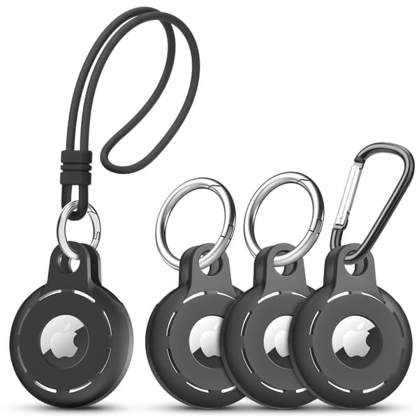 Silikonskyddsfodral för Apple AirTag Tracker Svart 4-pack Svart