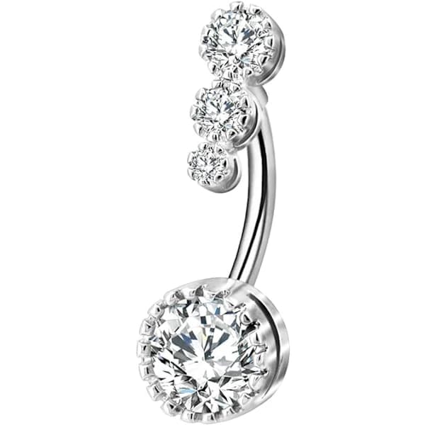 /EA/316L Kirurgiskt stål Navelpiercing, Klar CZ Navelpiercing