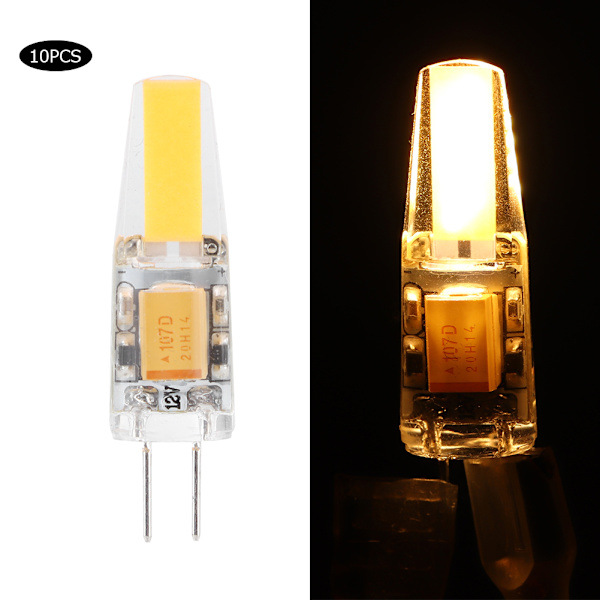 10 stk. Mini G4 LED-lyspære i silikon for husholdning, 1,5 W AC12V for bil, skap, hotellbelysning