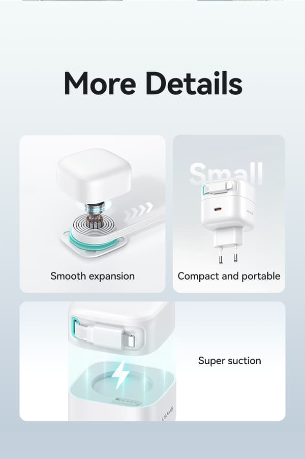 iPhone hurtiglader kompatibel PD35W - Dobbel port GaN uttrekkbar Hvit
