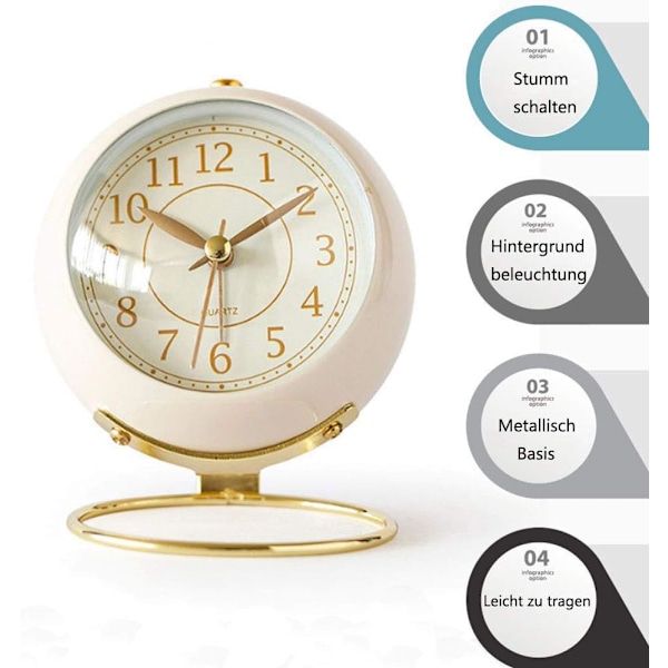 Dial Globe Design Metallvekkerklokke