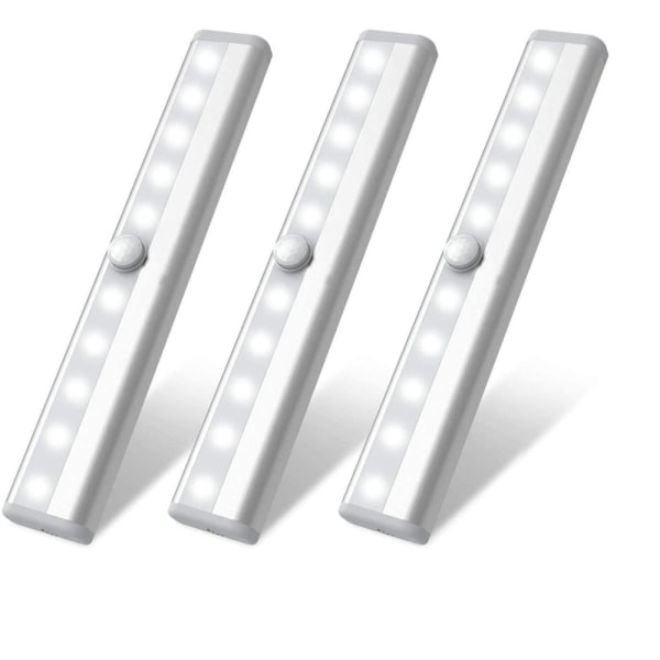 LED Motion Sensor Wardrobe Lighting, USB Rechargeable Closet Lights, Stick on Anywhere Wireless 10 LED Closet Lighting with Magnetic Strip