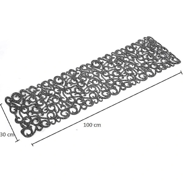 Vasket bordløper 100 x 30 cm Mørk grå