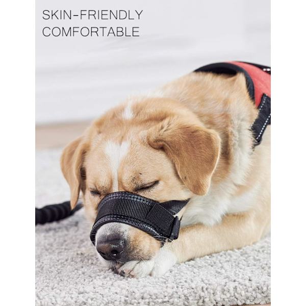 Hunde snude nylon blød polstring, justerbar løkke, sort