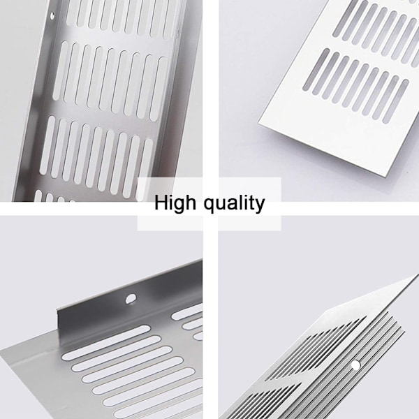 Luftventilationsgaller i aluminiumlegering, elegant matt silverfinish, effektiv luftcirkulation för diskbänk, garderob, skoskåp 30X8Cm, korrosionsbeständig