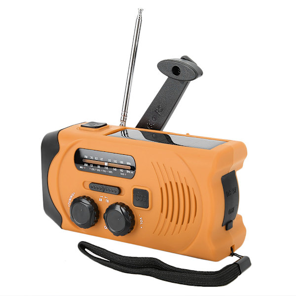 Handvev FM-radio Solenergi Nödtelefoner Laddare LED-ficklampa SOS Multifunktionell US-frekvens