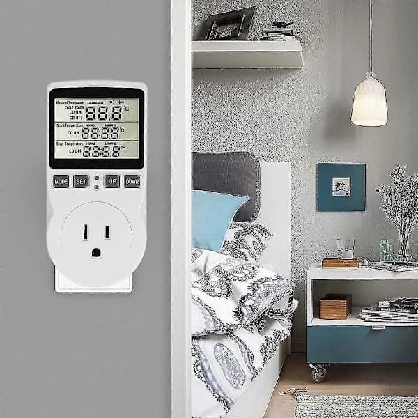 Nye Modeller Digital Temperaturkontroller Strømuttak EU Plugg Termostat Med Timer Bryter Sensor Probe Oppvarming Kjøling (W)