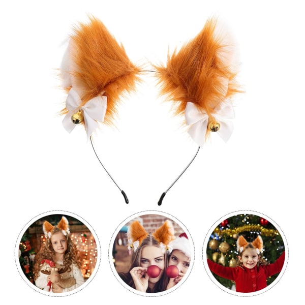2st Fox Ears Pannband Plysch Anime Pannband Cosplay för vuxna Orange