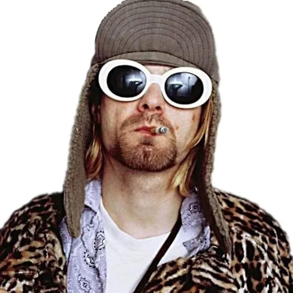 Cool Nirvana Kurt Cobain Stil Clout Solglasögon, Vit