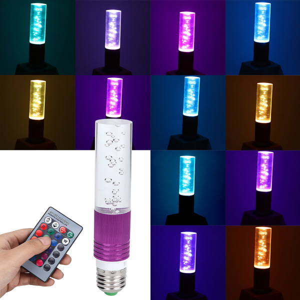 E27 AC85-265V 3W LED RGB Krystalpære Festatmosfærelampe med fjernbetjening (lilla)