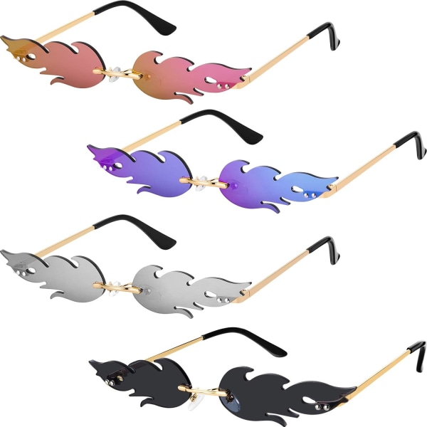 Fashion Fire Flame Sunglasses Colored Rimless Wave Sun Glasses