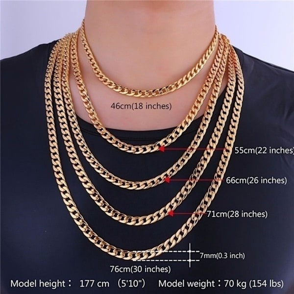 Mote 18K gullkjede for menn, cubansk kjede for menn
