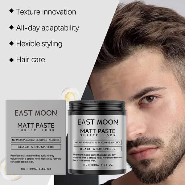 Mat hårstylingcreme til langvarigt, let, voluminøst og glat hår; unisex og bærbar.