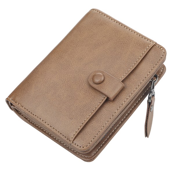 PU läder plånbok för män, multifunktionell plånbok med dragkedja för män brown
