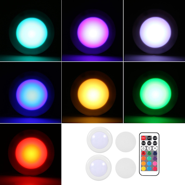 2 st fjärrkontroll touch färgglada LED-lampor för skåp fest festival dekoration