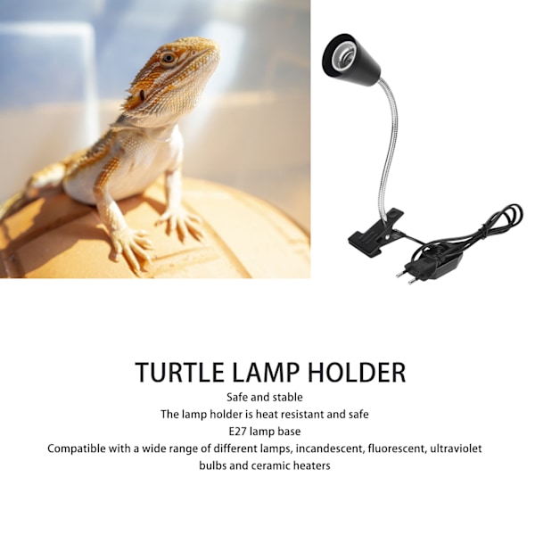Justerbar temperatur akvarium tank varmelampe med klemme til skildpadde firben slange krybdyr EU-stik 220V