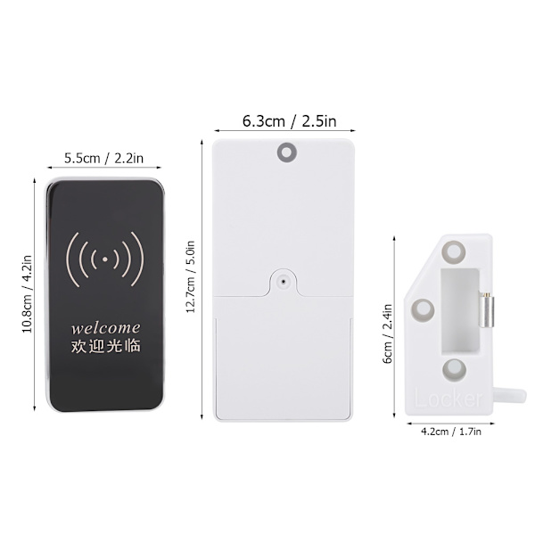 Elektroniskt skåplås i legering, intelligent U-format armbandskortslås (Silver)