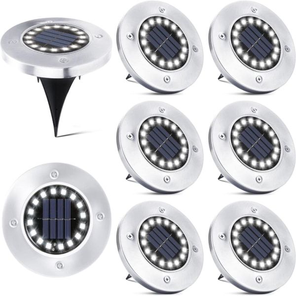 PhilzOps 16 LED utomhussolarlampa, 8 delar solarspotlight trädgårdsinfällt ljus IP65 vattentät gatulampa för gångvägsväg terrass