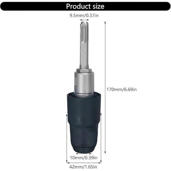 til SDSMax 81/4' lang hammeradapter legeret stål sort adapter