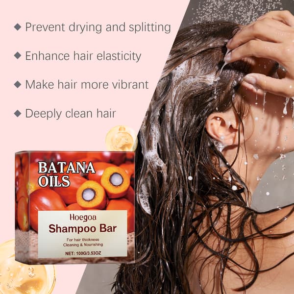 Battana Shampoo Bar Solid Shampoo og Balsam Sæbe Hovedbundsrensende, Udglattende og Nærende Hårplejesæbe