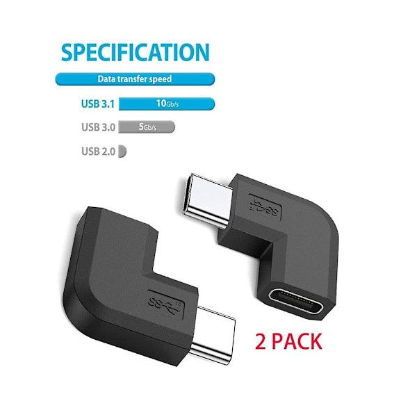 2-pak USB 3.1 Type C han til hun stik, USB-C adapter til smartphone, bærbar computer