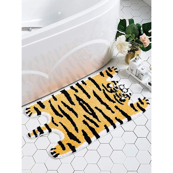 Högkvalitativ Tigerformad Matta, Halkskydd för Sovrum, Badrum, Kök, Vardagsrum, Lätt att Rengöra - Spraya med Vatten eller Sopa (50x90CM)