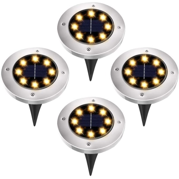 Pakke med 12 solgulvlamper, sollamper til udendørs, havebelysning sol, vandtæt sollampe have, sollamper have til